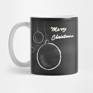 Christmas greeting card with hanging balls. Mug